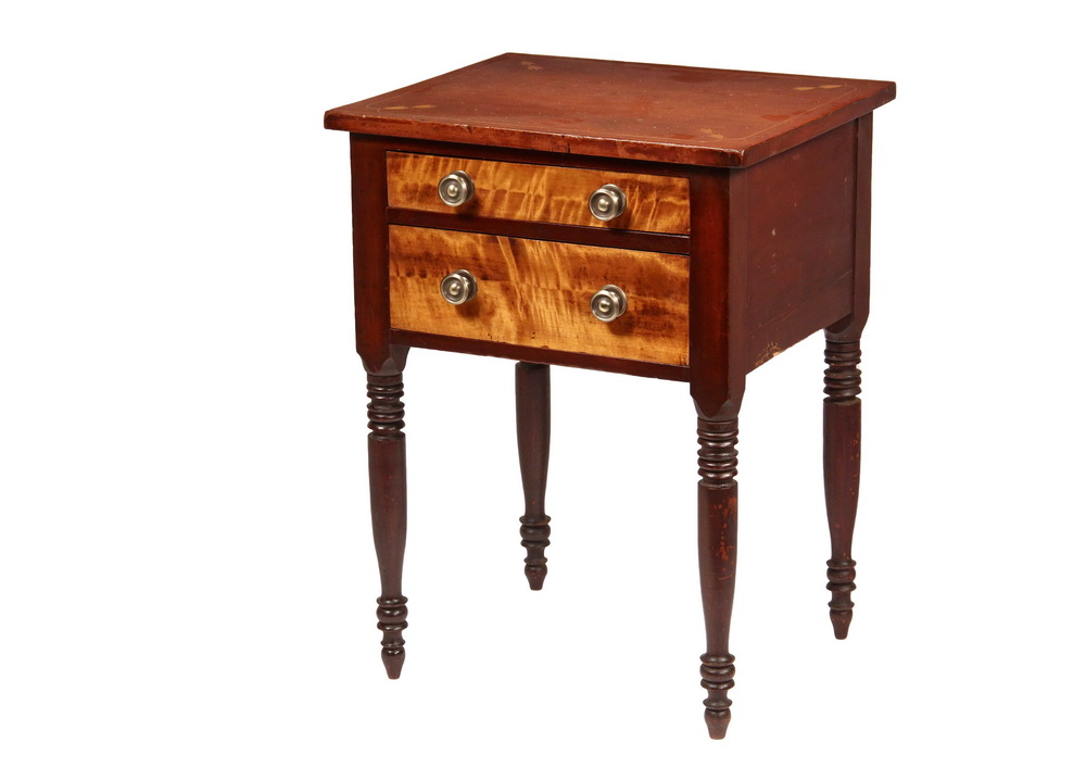 Appraisal: TWO DRAWER SHERATON STAND - New England Stand in mahogany