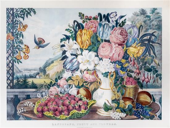 Appraisal: Sale Lot NATURAL HISTORY CURRIER AND IVES Landscape Fruit and