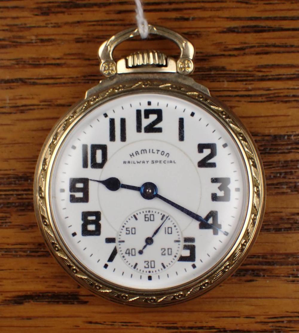 Appraisal: HAMILTON RAILWAY SPECIAL OPEN FACE POCKET WATCH model grade B