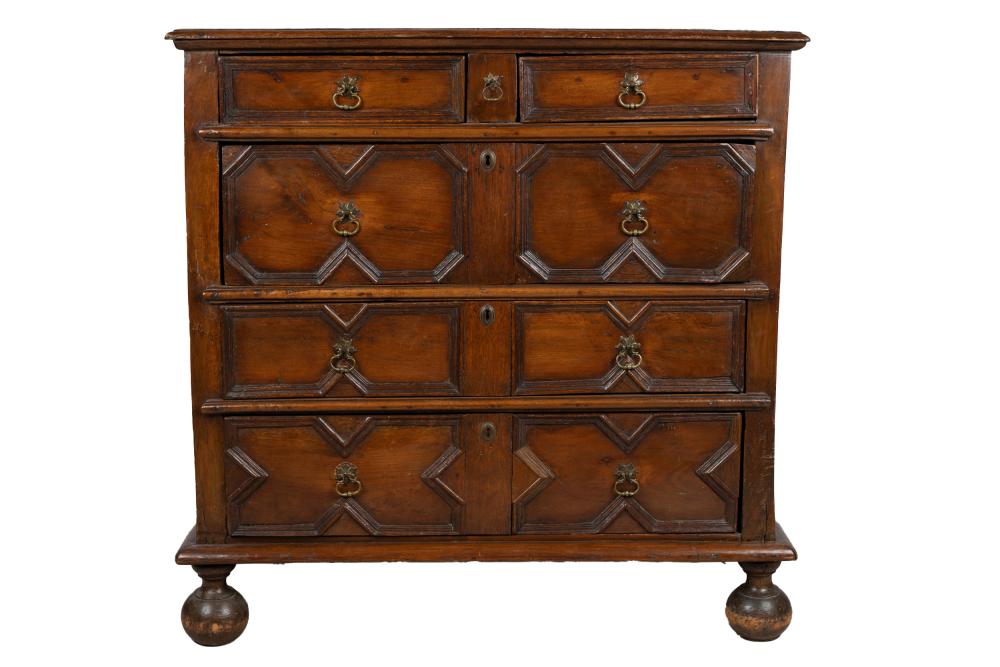 Appraisal: WILLIAM MARY STYLE WALNUT CHESTthe rectangular top over two short