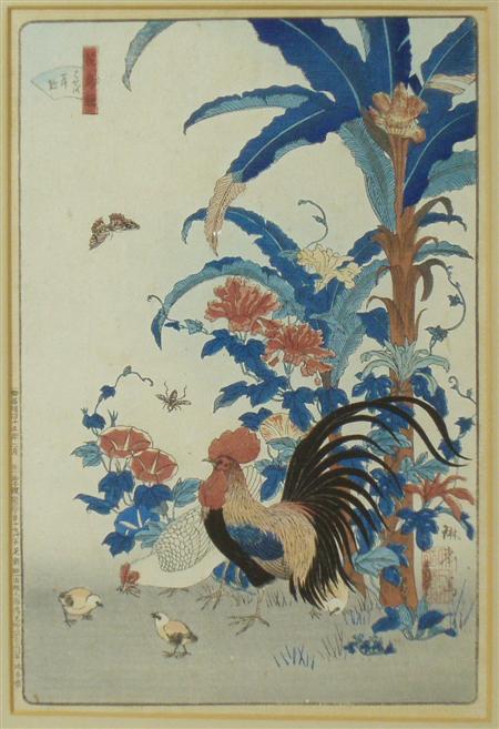 Appraisal: A pair of Japanese prints circa each decorated with flowers