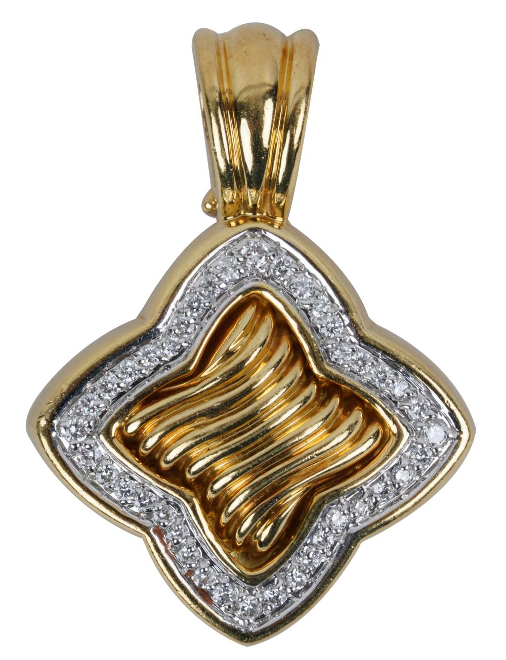 Appraisal: DAVID YURMAN KARAT YELLOW GOLD DIAMOND PENDANTthe back signed 'D