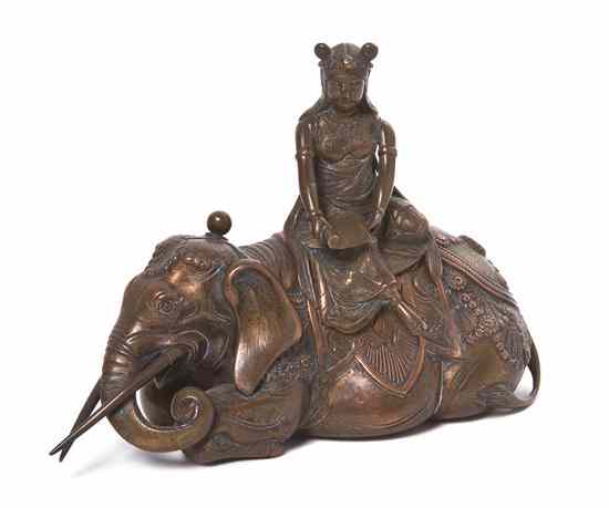 Appraisal: A Japanese Bronze Figural Censer depicting a Kanon figure reading