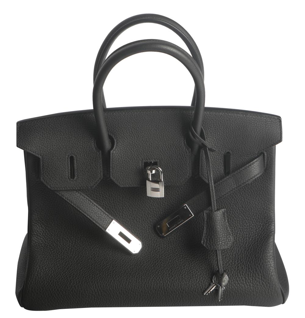 Appraisal: HERMES BIRKIN BAGblack Togo leather palladium hardware with dust bag