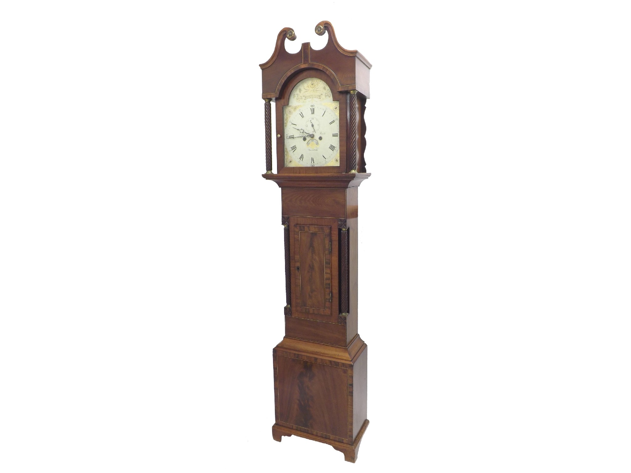 Appraisal: Mahogany eight day longcase clock the painted arched dial signed