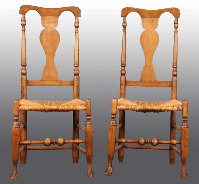 Appraisal: Pair of Queen Anne Chairs Description With penny pad feet