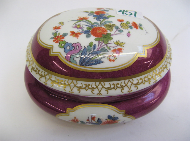 Appraisal: HAND ENAMELED OVAL PORCELAIN DRESSER BOX in the Meissen style