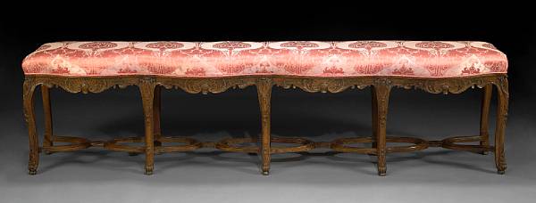 Appraisal: A Louis XV style carved oak bench late th early