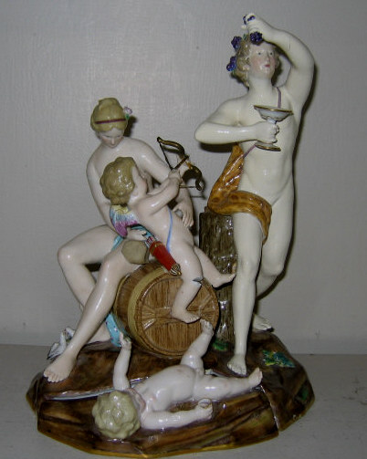 Appraisal: FINE MEISSEN PORCELAIN FIGURE GROUP Variation of Bacchus Nymph and