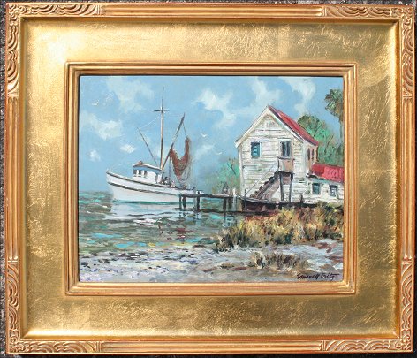 Appraisal: FRITZ Emmett American - ''The Shrimp Boathouse'' OIL M ''