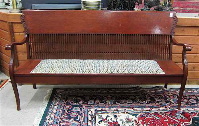 Appraisal: AN ANTIQUE OAK BENCH American c a long settee design