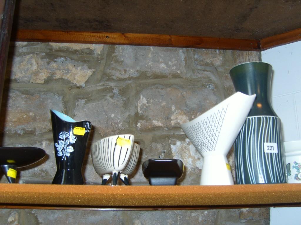 Appraisal: A collection of ceramics including Hornsea pottery vases with black