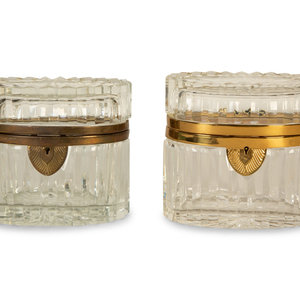 Appraisal: Two Continental Gilt Metal Mounted Cut Glass Dresser Boxes th