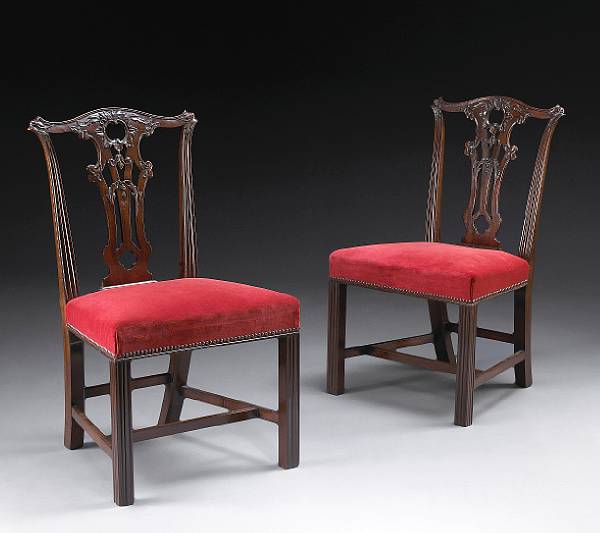 Appraisal: A set of six George III style mahogany side chairs