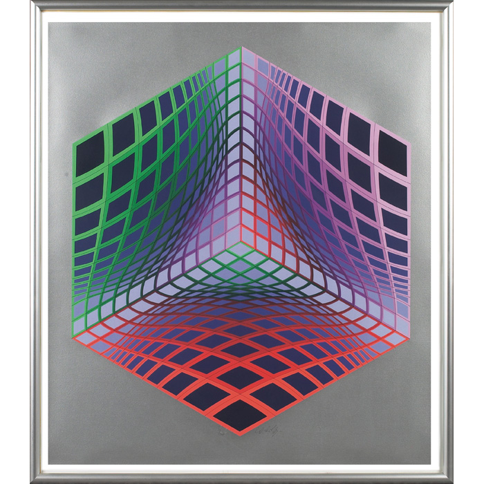 Appraisal: Victor Vasarely French - Optical Composition lithograph x signed framed