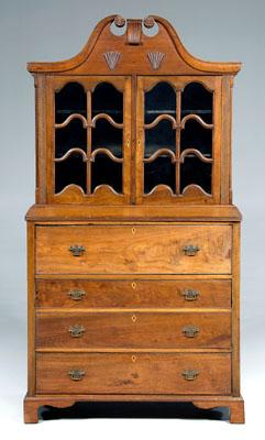 Appraisal: Rare South Carolina desk and bookcase walnut with yellow pine