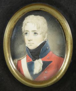 Appraisal: M Finucane miniature officer portrait Mathias Finucane English fl watercolor