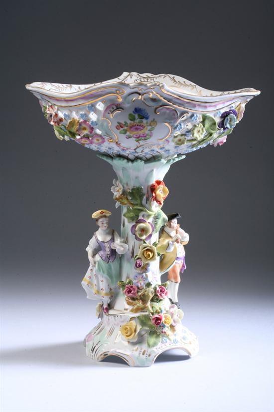 Appraisal: MEISSEN-STYLE PORCELAIN FIGURAL CENTERBOWL late th century underglaze blue beehive