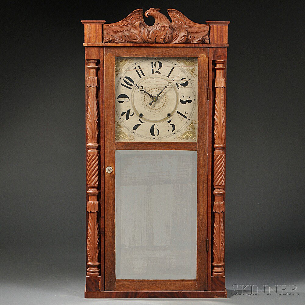 Appraisal: Marsh Gilbert Co Carved Column and Splat Shelf Clock Farmington