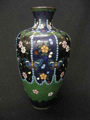 Appraisal: Japanese Cloisonne Vase butterfly floral silver mica work th century