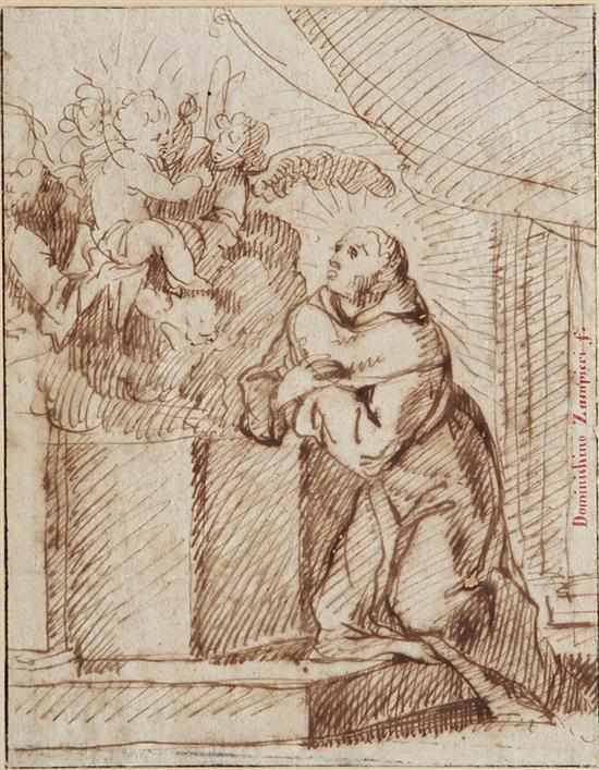 Appraisal: Domenico Zampieri manner of Italian - SKETCH OF ROBED MAN