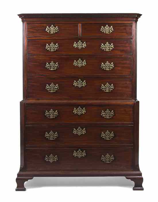 Appraisal: A George III Mahogany Chest on Chest the superstructure having