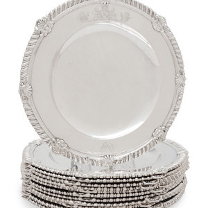 Appraisal: A Set of Twelve George II Silver Dinner Plates Engraved