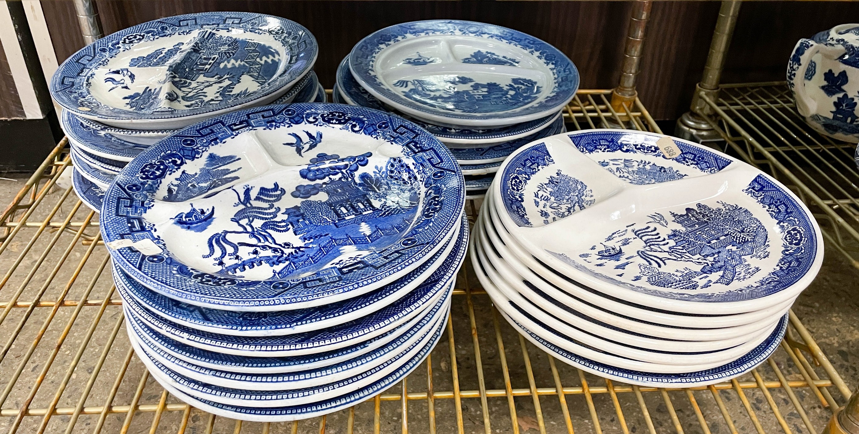 Appraisal: Blue Willow porcelain divided dinner plates various makers