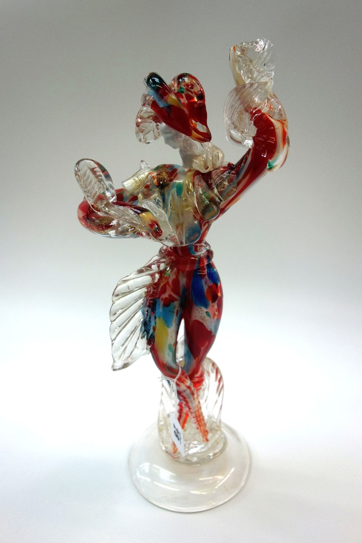 Appraisal: A Venetian multi-coloured glass figure of a lady gilt speckled