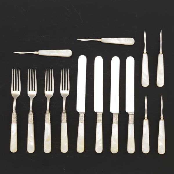 Appraisal: STERLING AND MOTHER OF PEARL SEAFOOD SET Meridan Cutlery Co