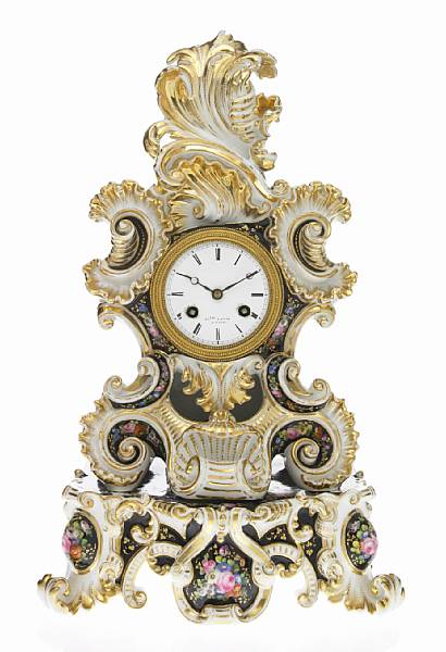 Appraisal: A French Jacob Petite style porcelain mantel clock height in