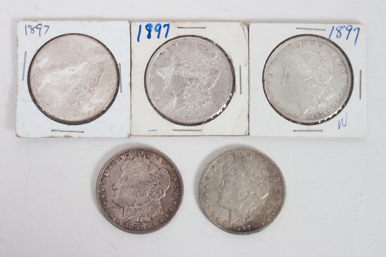 Appraisal: U S Silver Dollars Five Morgan type comprising four three