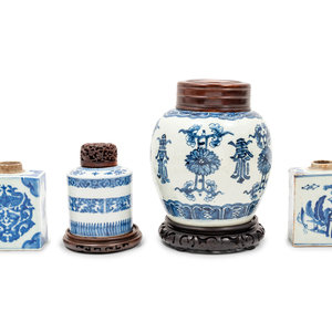 Appraisal: A Group of Blue and White Chinese Porcelain Jars comprised