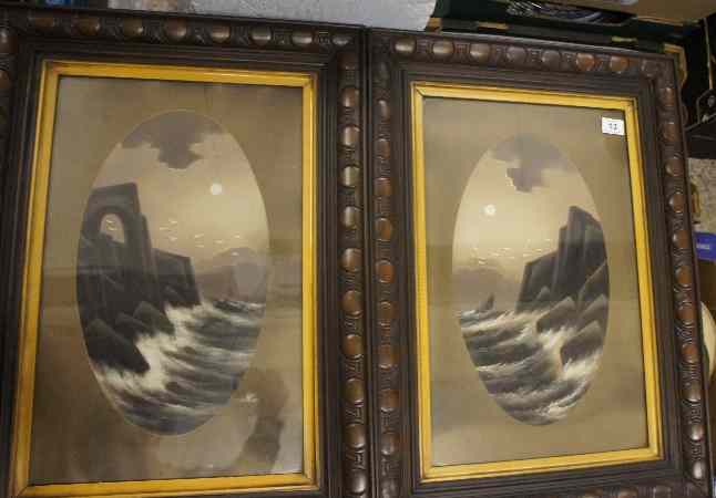 Appraisal: Framed Victorian Oil Paintings depicting Storms on the Sea cm