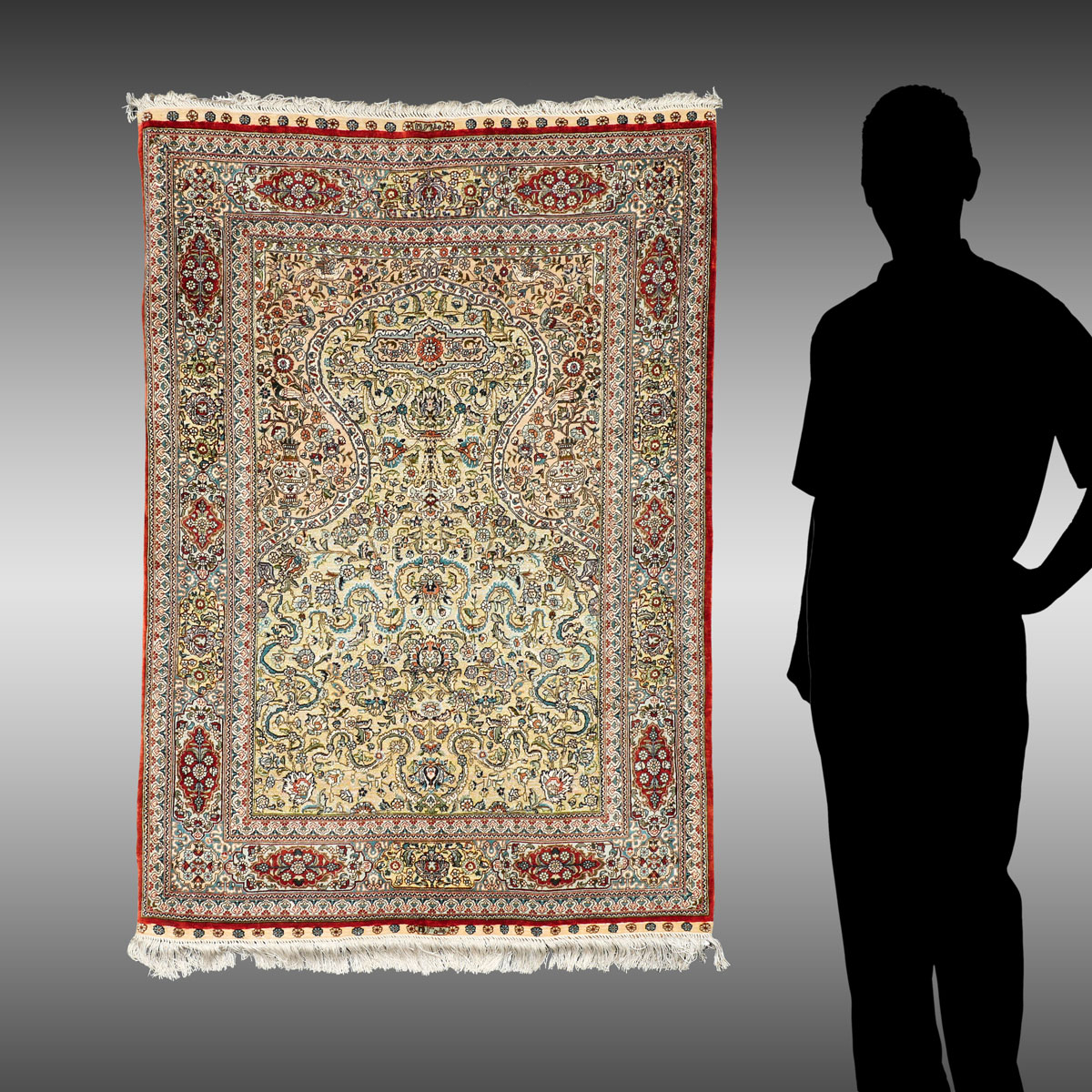 Appraisal: TURKISH VERY FINELY KNOTTED SILK PRAYER RUG ' '' X