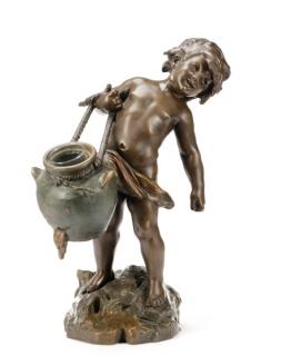 Appraisal: After Auguste Moreau Putti with Water Jug After Auguste Moreau