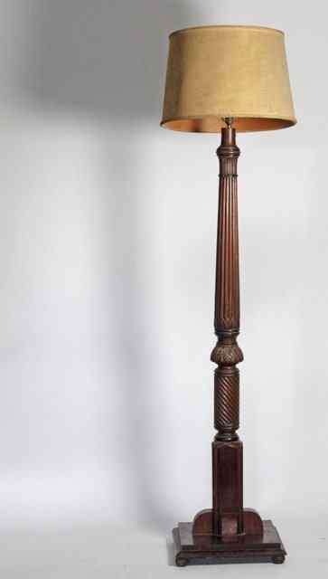 Appraisal: A reeded mahogany standard lamp converted from a tester support