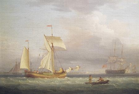 Appraisal: Clarkson Stanfield British - Ships and a Rowboat in Choppy