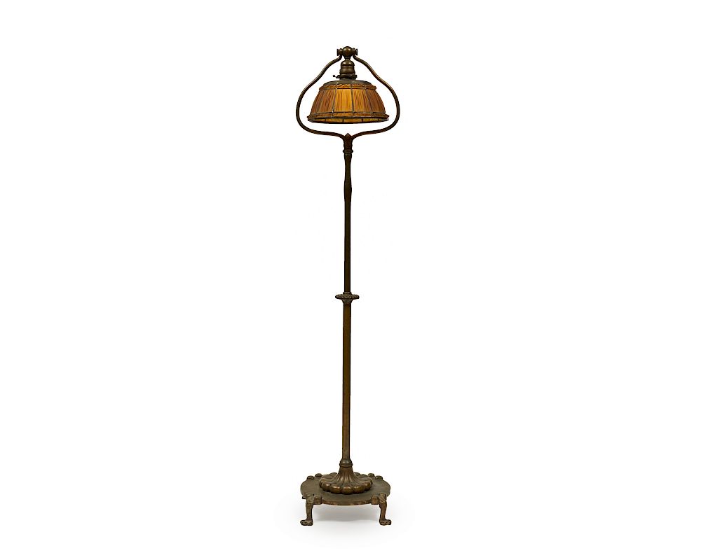 Appraisal: TIFFANY STUIDOS Linenfold Floor Lamp TIFFANY STUIDOS Linenfold Floor Lamp