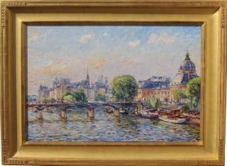 Appraisal: Jan Pawlowski Massachusetts Polland born Harbor Scene Gilt American frame