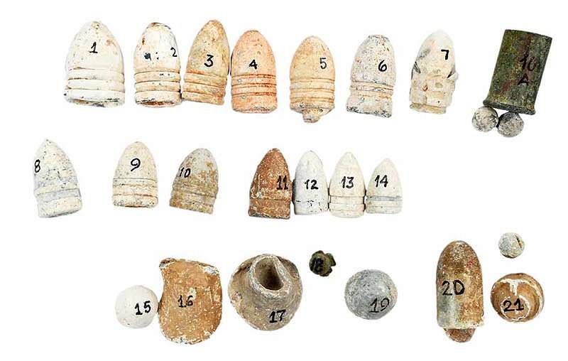 Appraisal: Over Military Artifacts possibly Virginia Civil War era ammunition including