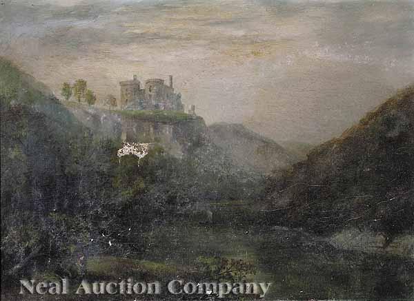 Appraisal: English School late th c Mountainous Landscape with Castle oil