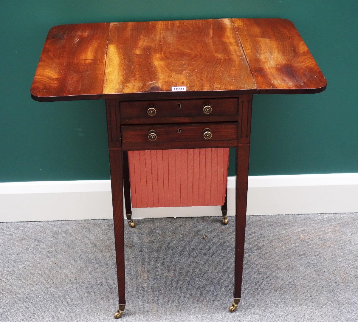 Appraisal: A Regency mahogany drop flap work table with single frieze