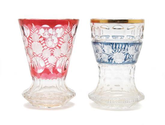 Appraisal: Group of Two Bohemian Glass Cut to Clear Goblets th