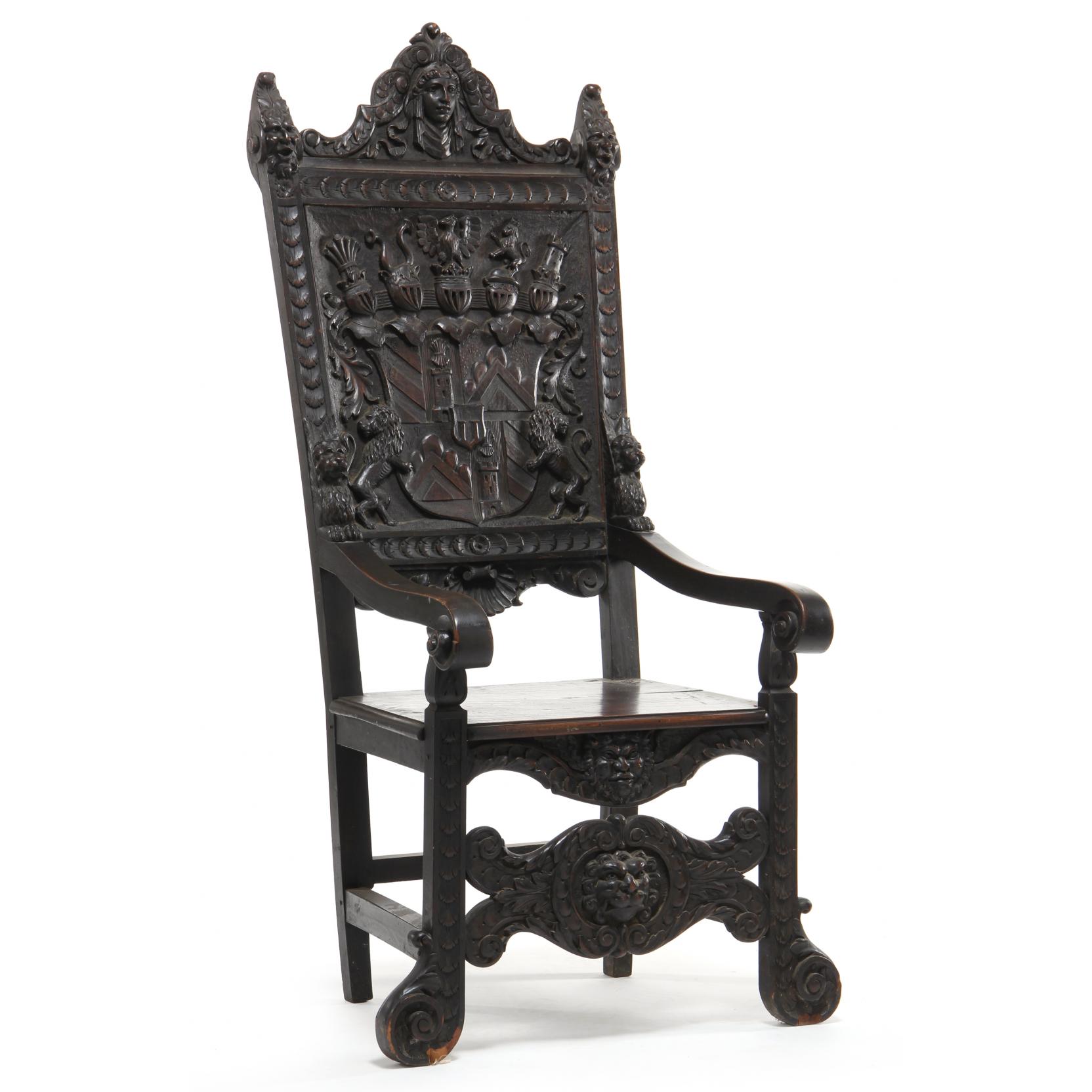 Appraisal: A Continental Renaissance Revival Great Chair late th century mahogany