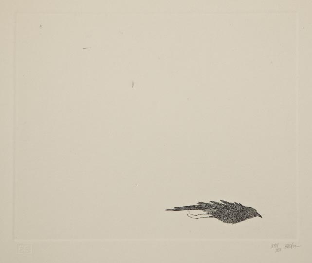 Appraisal: Leonard Baskin American - Dead Blackbird two black and white