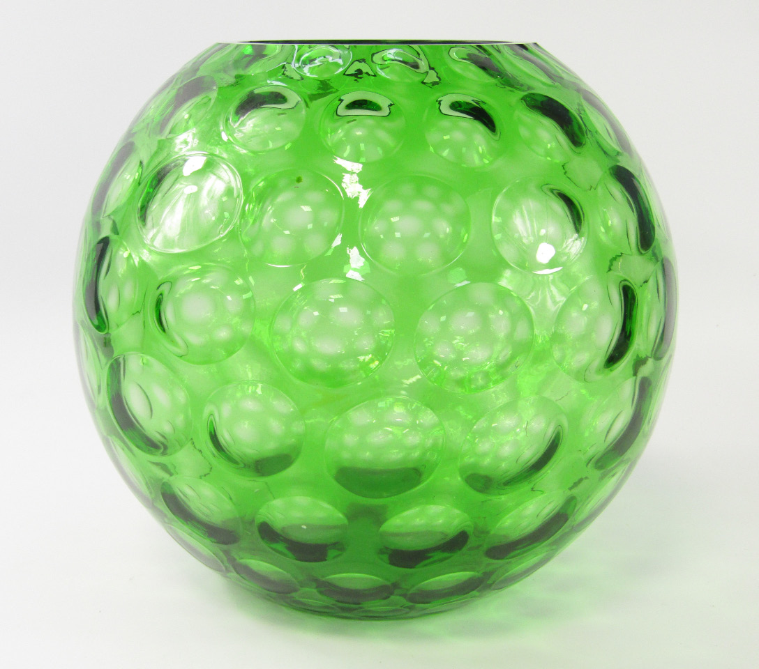 Appraisal: A SKLO UNION Czechoslovakia green glass vase of globular form