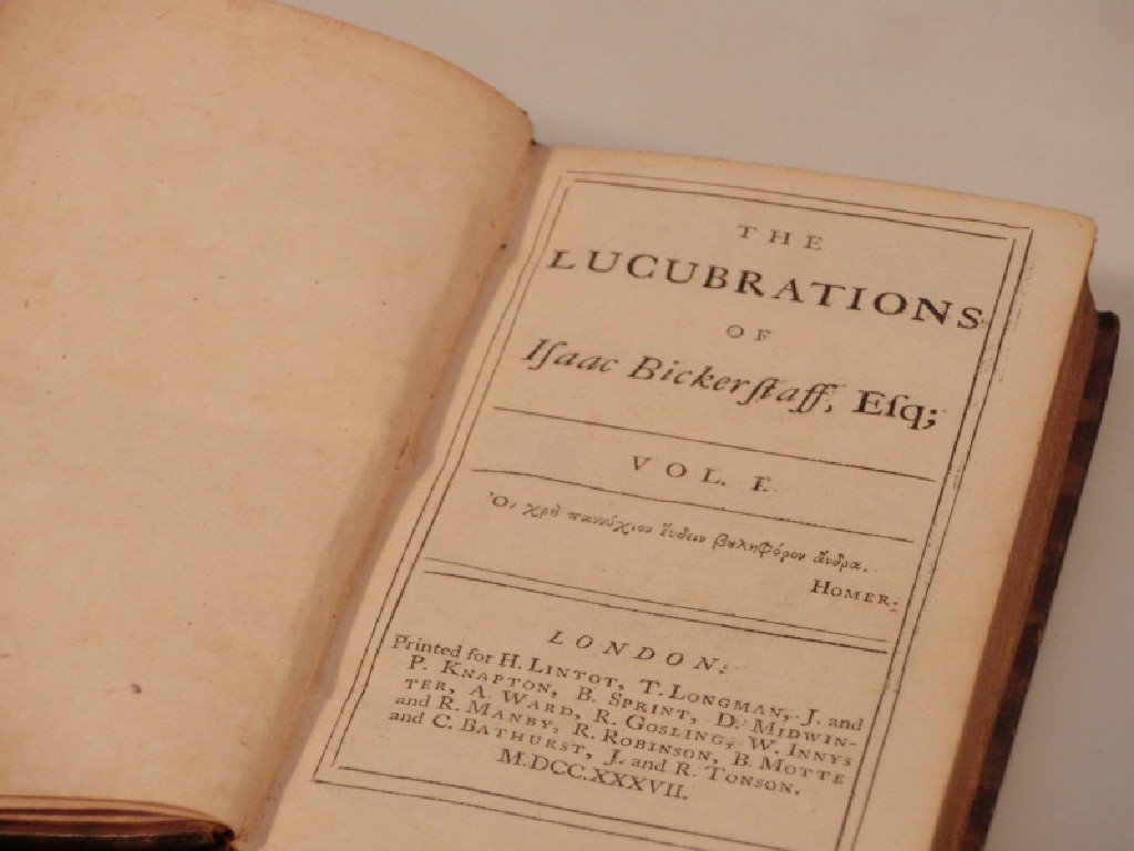 Appraisal: Bickerstaff Issac The Lucubrations of Isaac Bickerstaff Esq vols contemporary