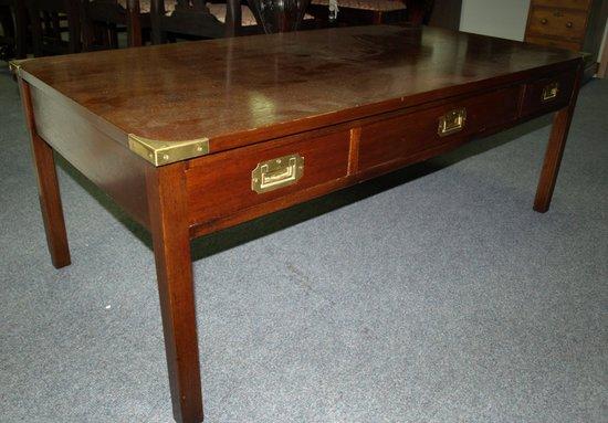 Appraisal: Additional Lot A campaign style table fitted three drawers with