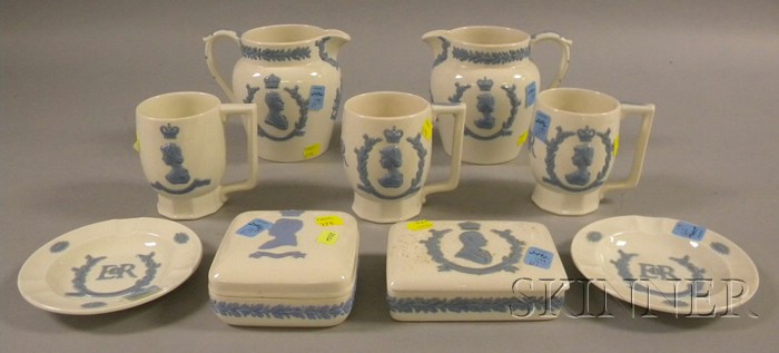 Appraisal: Nine Wedgwood Embossed Queen's Ware Commemorative British Royalty Items a